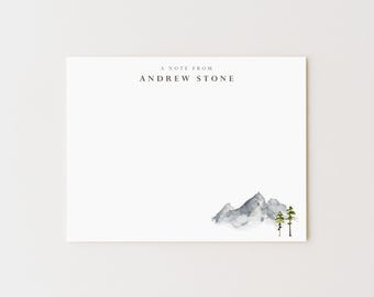 Personalized Mountain Stationery Set: Hiking Note Cards