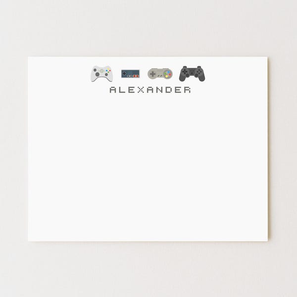 Personalized Video Game Stationery Set: Controller Thank You Cards