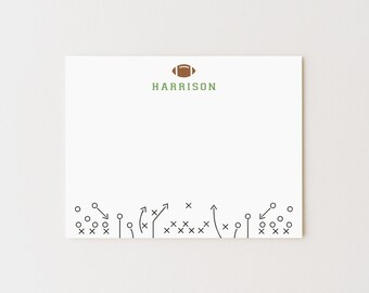 Personalized Football Stationery Set: Custom Note Cards (Set of 10), Football Plays
