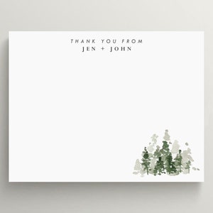 Personalized Stationery Set Flat Note Card Fir Tree Stationery Hiking Note Card Mountain Trees Alpine Trees Set of 10 afbeelding 1