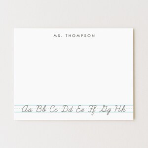 Personalized Teacher Stationery: Classic Alphabet Flat Note Card Set, Teacher Gift, Teacher Appreciation