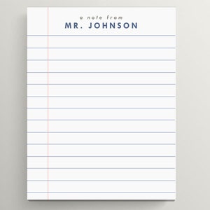 Personalized Notepad | Teacher Notepad | Teacher Gift | Custom Teacher Notepad | Lined Schoolbook Paper Notepad
