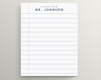 Personalized Notepad | Teacher Notepad | Teacher Gift | Custom Teacher Notepad | Lined Schoolbook Paper Notepad