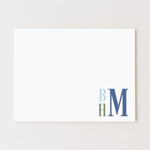Stacked Monogram Stationery Set: Color Block Letters, Bold Stationery, Fun Monogram  Note Card, Set of 10