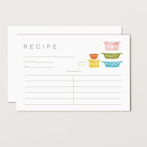Vintage Baking Dish Recipe Cards: Kitchen Shower Gift, Set of 10