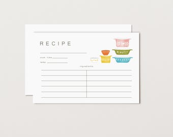 Vintage Baking Dish Recipe Cards: Kitchen Shower Gift, Set of 10