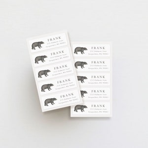 Set of 30 Address Labels | Weatherproof Labels | Return Address Stickers | Black Bear Personalized Address Labels | Bear Cub