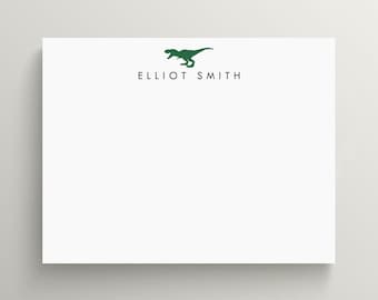 Personalized Stationery Set | Flat Note Card | Dinosaur Stationery | T-Rex Note Card | Minimalist Kids Stationery | Set of 10