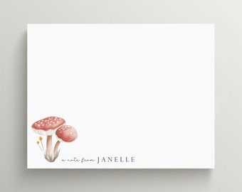 Personalized Stationery Set | Flat Note Card | Car Stationery | Mushroom | Red Mushroom | Woodland | Set of 10