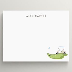 Personalized Stationery Set | Flat Note Card | Golf Stationery | Golf Cart Note Card | Stationery For Golfer | Set of 10