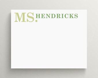 Personalized Stationery Set | Teacher Stationery | Modern Note Card | Custom Stationery | Bold Color Name | Set of 10