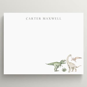 Personalized Stationery Set | Flat Note Card | Dinosaur Stationery | T-Rex Note Card | Prehistoric Stationery | Set of 10