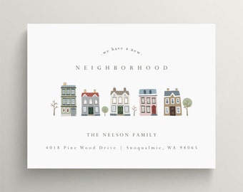 New Neighborhood Moving Announcement | Change Of Address | New Home Card | New Address Card | Flat Card | New Street | Set of 10