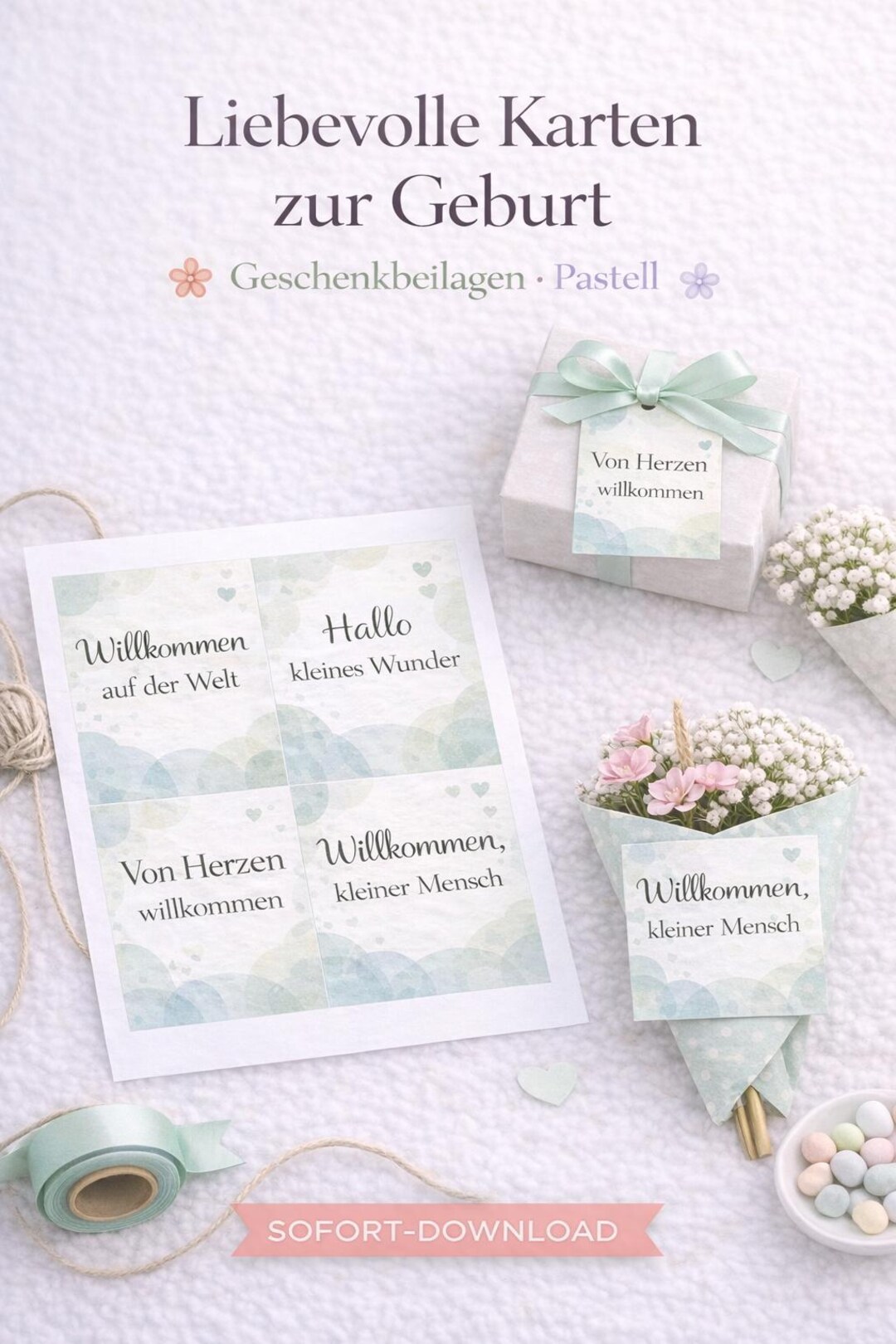Geschenkbeilagen Geburt Zum Ausdrucken | Willkommen Baby Karten ...