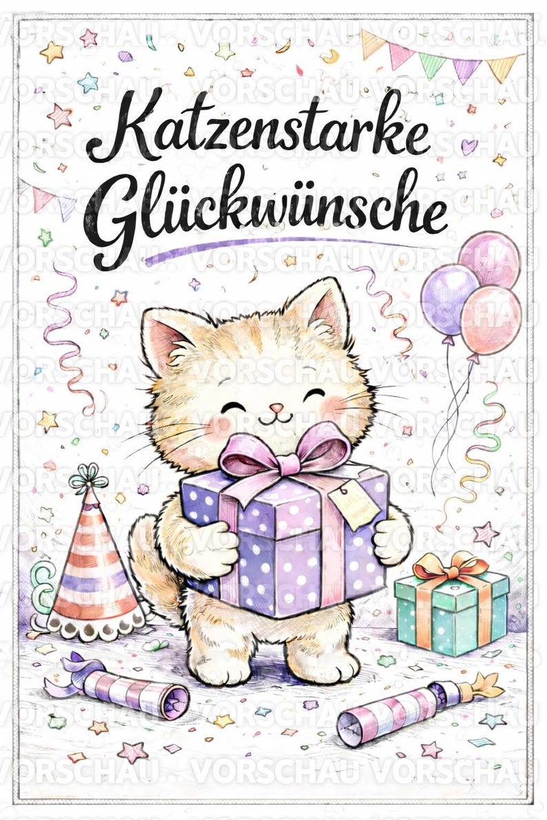 Cat Birthday Card Template | Printable PDF | Funny Cat Birthday Card ...