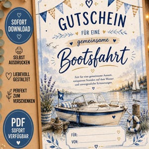 Boat Trip Voucher PDF | Give the Gift of a Boat Trip | Gift for a Shared Outing | Experience Voucher | Instant Download