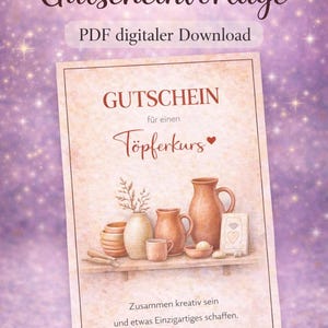 Gift certificate for a pottery class | Creative gift idea | Gift certificate template for a couple's experience | DIY date gift | PDF digital download