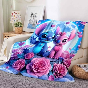 Manta Lilo & Stitch, manta personalizada, manta especial, manta para adultos y niños, manta de sofá, manta de fútbol, manta portátil de regalo.