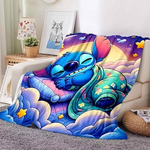 Manta Lilo & Stitch, manta personalizada, manta especial, manta para adultos y niños, manta de sofá, manta de fútbol, manta portátil de regalo.