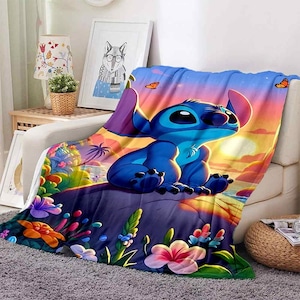 Manta Lilo & Stitch, manta personalizada, manta especial, manta para adultos y niños, manta de sofá, manta de fútbol, manta portátil de regalo.