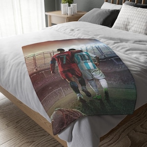 Manta Lionel Messi & Cristiano Ronaldo, manta especial, manta de sofá adulto y niño, manta personalizada, manta portátil de regalo.