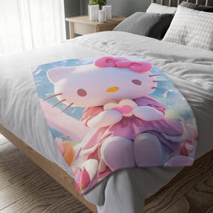 Manta de Hello Kitty, manta personalizada, manta especial, manta para adultos y niños, manta portátil para sofá, regalo