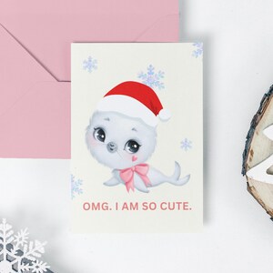 Carte de vœux imprimable | Carte de Noël imprimable | Carte de Noël | de voeux | Carte drôle | Voeux de Noël | Sceau | Joli phoque