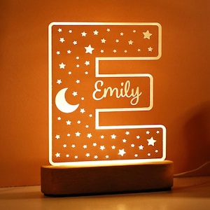Customize Night Light with Moon & Stars,Nursery Decor,Custom Name Light Night Gift,Kids Room Decor,Personalized Gifts for Kids,Baby Gift