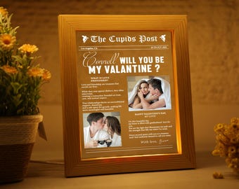 Personalized Valentines Day Newspaper, Cupid Valentine Newspaper, Valentines Day Gift, Newspaper for Photography, Will You Be My Valentines