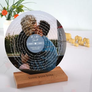 Personalized Wedding Photo-Vinyl Record Song Lyrics & Photo on Acrylic, Personalized Gift for Him, Wedding Song Gift-First Dance Song Record