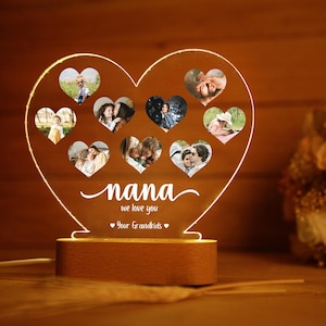 Grandma Photo Collage with Kids Names, Mother&#39;s Day gift for Nana, Nanny custom photo frame, gifts for nan, Nan Birthday Gift, Nana Gift,