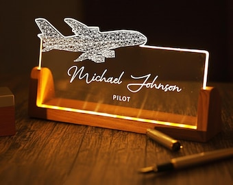 Personalized Airplane Name Sign, Custom Aviation Gift, Aircraft Name Sign, Pilot Name Sign, Airforce Plane Sign