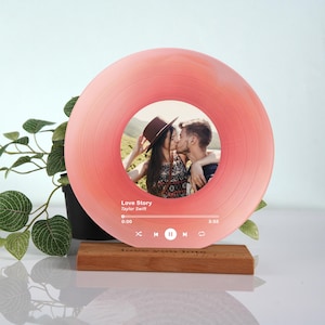 Personalized Vinyl Record with Photo - Acrylic Song Plaque - Anniversary Gift for Friends - Birthday Gift for Her Him - Christmas Gifts