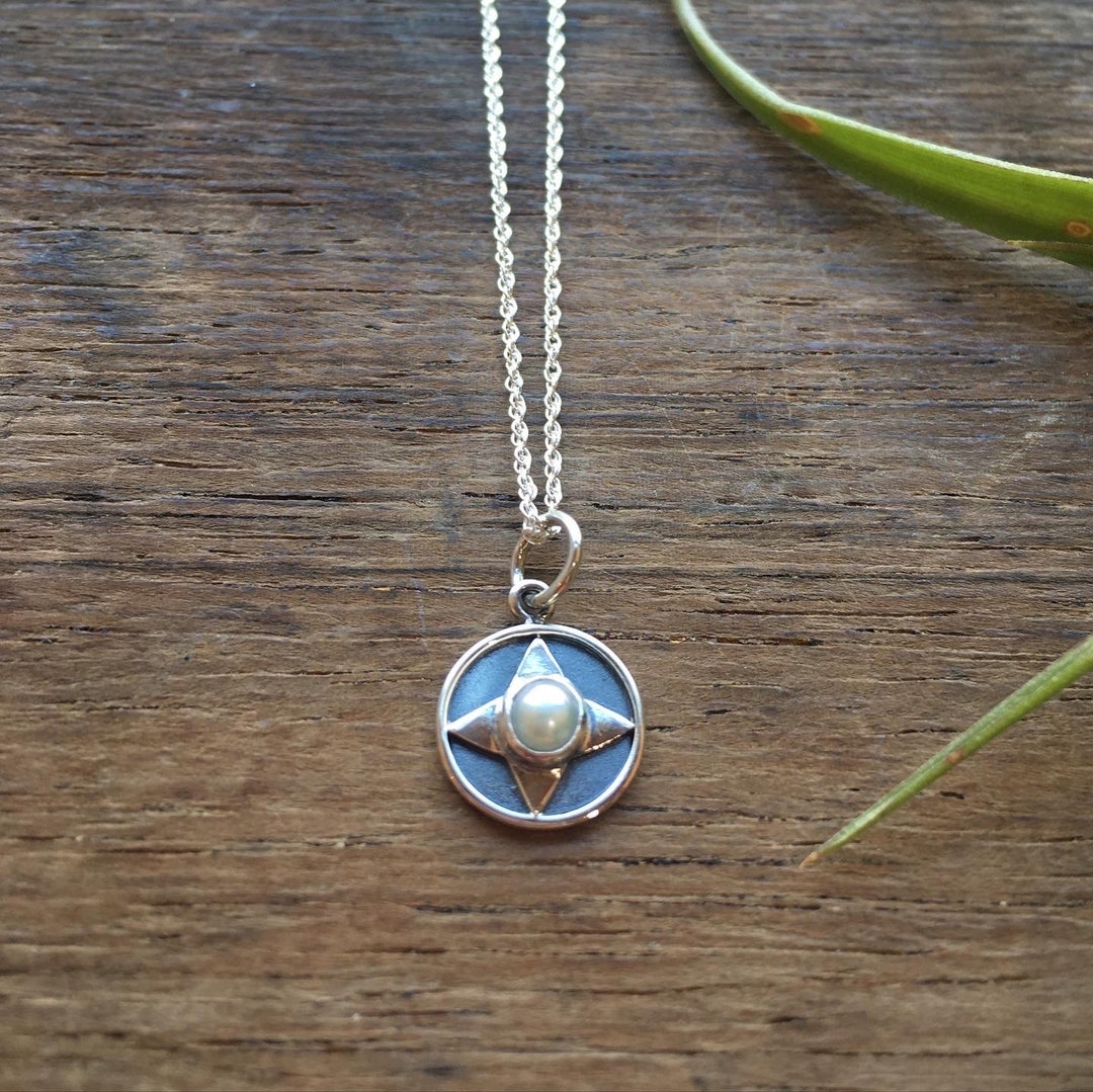 Amber North Star Pearl Coin Toggle Necklace main image 1
