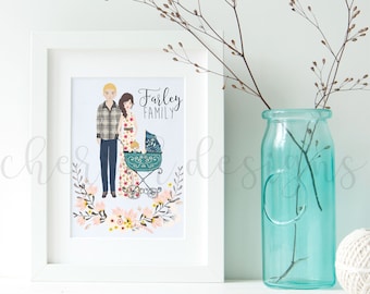 Personalized Family Portrait – Custom illustration - DIGITAL file