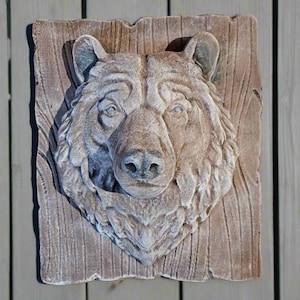 Concrete Bear Sculpture, Rustic Wall Art for Nature Lovers, Handmade Cabin Decor, Concrete Sculpture, Lawn Art, Zen Garden