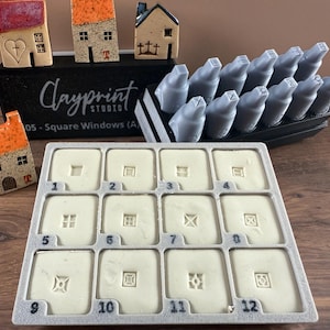 Square Window Clay Stamps: Pottery Texture Tools for Miniatures