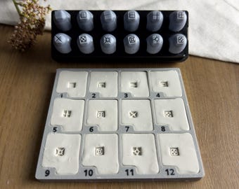 Tampons carrés en argile pour fenêtre | Ensemble de 12 outils de texture de maison miniatures