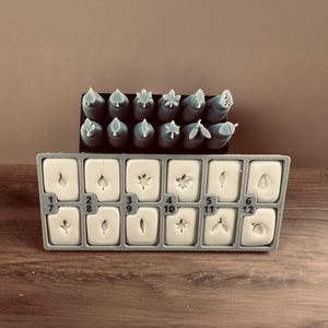 Mini Autumn Leaves & Seeds Clay Stamps • Pottery Texture Tools, 12 Nature Designs