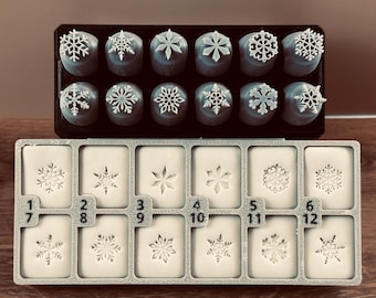 Snowflake Pottery Stamps – 12 Small Winter Clay Stamps for Mini Houses, Jewelry and Magnets