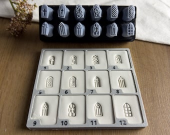 Tampons en terre cuite pour fenêtre d'église | Outils de texture croix gothique pour poterie, céramique