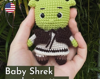 Baby Shrek crochet amigurumi pattern - digital PDF instant download, English