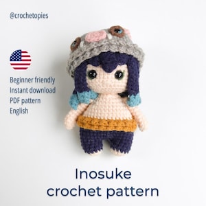 Inosuke Crochet Doll Pattern – Amigurumi from Demon Slayer – Anime PDF Pattern – Instant Download – DIY Gift