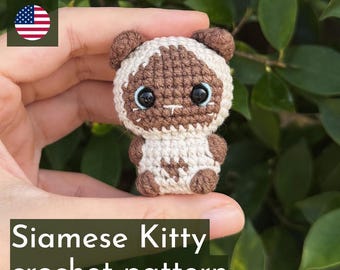 Patron au crochet en PDF pour chaton siamois. Tutoriel mignon chat Amigurumi — Téléchargement immédiat (anglais). Adorable peluche à faire soi-même