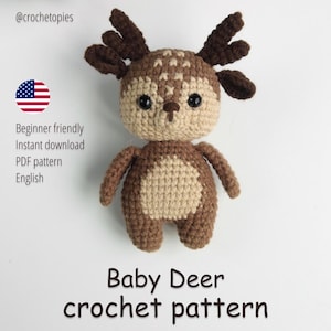 Baby Deer Crochet Pattern – Amigurumi Fawn PDF Tutorial – Woodland Animal Plushie – DIY Christmas Gift – Instant Download