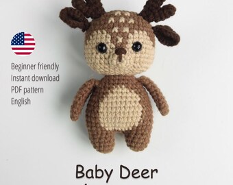 Baby Deer Crochet Pattern: Amigurumi Fawn PDF Tutorial (Instant Download)