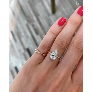 2ct Pear Cut Lab Diamond Engagement Ring: Two-Tone 14k Gold, IGI Certified