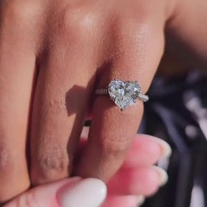 Heart Cut 4.50 tcw Lab Grown Diamond Pave Hidden Halo Engagement Ring IGI Certified Elegant White Gold Bridal Ring Lab Diamond Ring