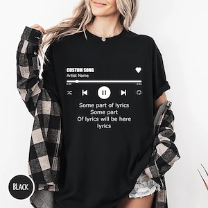 Maglietta con testo e citazione di canzoni personalizzate, felpa unisex con testo, regali con testo musicale, maglietta con testo personalizzato, idee regalo di compleanno