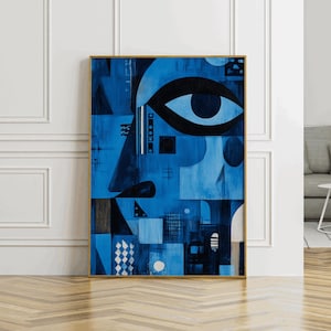 Abstract Blue Afrocentric Wall Art For Nautical Themed Interiors Bold Geometric Modern Design Contemporary Canvas Prints Ocean Art